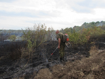Пожарная команда 56-й десантно-штурмовой бригады участвовала в ликвидации 25 пожаров в Камышинском районе