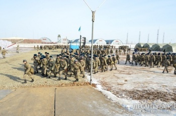 На базе 36 десантно-штурмовой бригады проходят сборы военнослужащих центрального аппарата МО РК