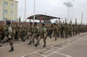 Чествование увольняемых в запас десантников в 36 ДШБр СВ ВС РК. Подразделения бригады отдают честь дембелям прохождением торжественным маршем.