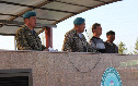 Проводы солдат срочной службы в 36 десантно-штурмовой бригаде. Астана 11 мая 2014 года.
Выступает командир бригады генерал-майор Алмаз Джумакеев.